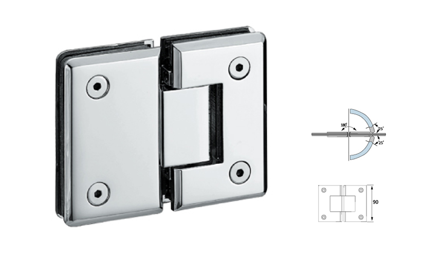 Glass Shower Hinge,Chamfer Edge 180°,Glass To Glass